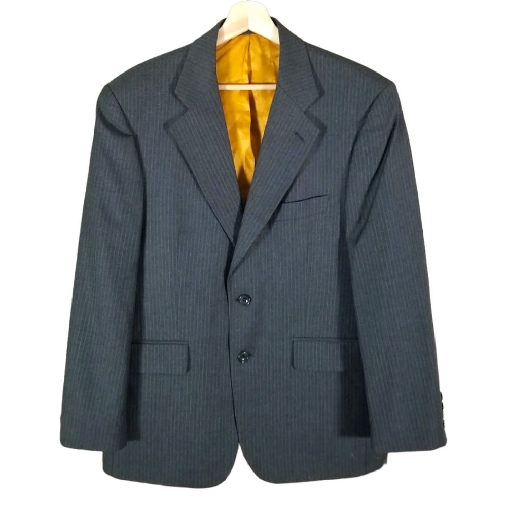 Alexandre London Gray Wool Pinstripe Suit Jacket